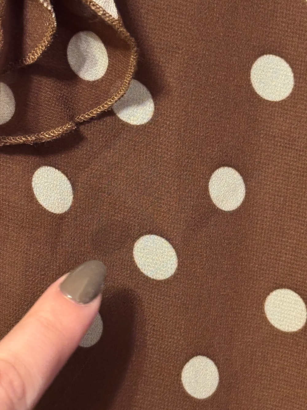 Women’s Plus Size Brown and White Polka Dot Ruffle Cottagecore Boho Top Size 3X - Picture 3 of 7